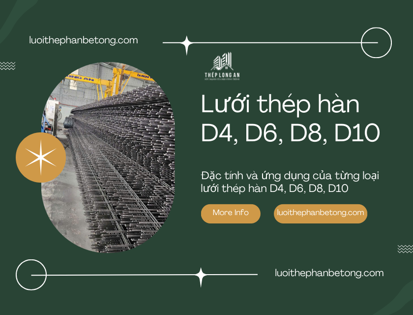 Lưới thép hàn D4, D6, D8, D10: Đặc tính và ứng dụng từng loại